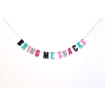 Handmade Felted Bring Me Snacks Party Banner in Multicolor