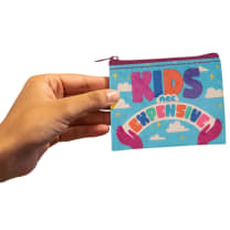 Kids Are Expensive Recycled Material Mini Zipper Coin Purse | Recycled Material | 3"h x 4"w | BlueQ at GetBullish