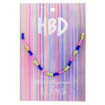 HBD Colorful Beaded Necklace | Giftable Birthday Party Necklace | 8"