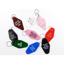 Last Call! I Don't Want No Scrubs, Literally Just Zero Scrubs Pink Motel Style Keychain