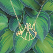 Shiny Lazy Sloth Necklace in a Gift Box - Color: Gold