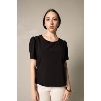 Elegance Round Neck Blouse in Black