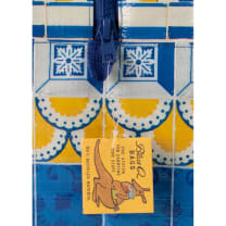 Painted Tiles Shoulder Tote Bag in Blue and Yellow | 11" x 15" | BlueQ at GetBullish