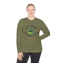 Plant Lady But Also Cat Lady Unisex Lightweight Long Sleeve Tee (Sizes through 4X) - Color: Olive Drab Green, Size: XS