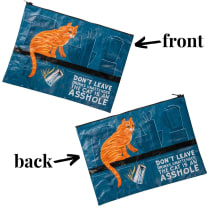 Jumbo Pouch Don't Leave Drinks Unattended Cat Design Recycled Material Jumbo Zipper Folder | 14.25" x 10"