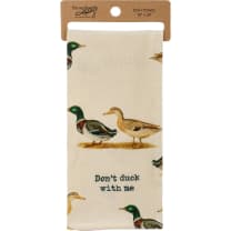 Don't Duck With Me Dish Cloth Towel | Cotten Linen Novelty Tea Towel | Embroidered Text | 18" x 28"