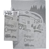 Happy Camper Woven Dish Cloth Towel | Novelty Tea Towels | Cute Kitchen Hand Towel | 20" x 28"