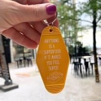 Anything is a Superfood If It Makes You Feel Super Motel Style Keychain in Queso Gold