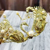 Swan Queen Tiara in Gold or Silver with Pearl Accents