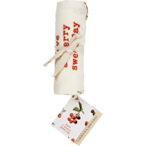 Have A Cherry Sweet Day Funny Dish Cloth Towel | Cotton and Linen | Embroidered Text | 18" x 28"