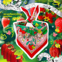 Strawberry Froggy ✿ Bandana | Colorful Headscarf |  22" x 22"