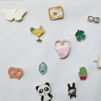 Mystery Enamel Pins Bundle of 20 on Hanging Banner