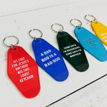 A Dad Bod is a Rad Bod Motel Style Keychain in Blue | Body Positivity Themed Funny Key Tag | Gift for Him