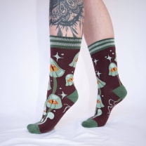 Mystic Mushrooms Crew Socks | Enchanted One-eyed Fungi Footwear