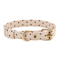 Dog Collar in Blush Pink Polka Dot | 10" - 15" Neck | Faux Saffiano Leather