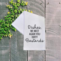 Dishes We Meet Again Cotton Hand Towel | White | 16" x 24"