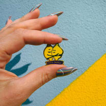 You Are My Main Squeeze Hugging Lemons Enamel Pin in Yellow