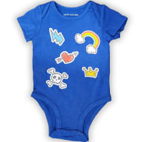 The Everyday Graphic Baby Onesie: Rockstar Patches - Size: 6-9 months
