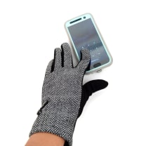 Herringbone Touch Screen Women's Gloves | Glamorous Retro Styling with 3-Button Accent