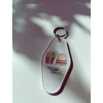 Together Forever Burger and Fries Motel Style Illustrated Keychain