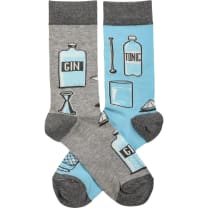 Gin & Tonic Mismatched Funny Novelty Socks in Gray and Blue