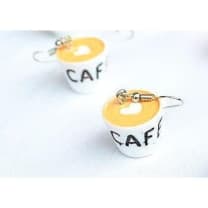 Latte Art Earrings Sculpted in Resin