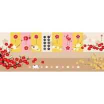 Ume Flower Tenugui | Traditional Japanese Hand Towel Book | 13.4" x 35.4" Long Thin Stencil-Dyed Art Towel