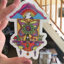 Cuckoo Clock 60s 70s Colorful Retro Vinyl Sticker | 3"