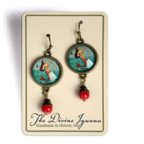 Loteria La Sirena Mermaid Glass Hook Earrings | Handmade in the US