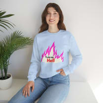 Cute As Hell Unisex Heavy Blend™ Crewneck Sweatshirt - Color: Light Blue, Size: S