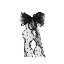 Delicate Black Dot Hair Bow with Hair Elastic