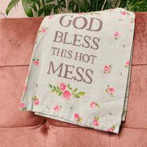 God Bless This Hot Mess Bright Multicolored Funny Snarky Dish Cloth Towel / Novelty Silly Tea Towels / Cute Hilarious Farmhouse Kitchen Hand Towel