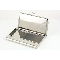 Handmade Art Deco Green Business Card Case in Vintage Style - Silver