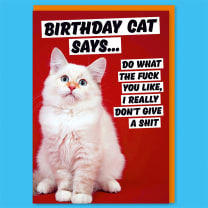 Birthday Cat Says, Do What The Fuck You LIke Greeting Card