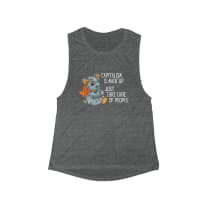 Capitalism is Made Up Just Take Care of People Flowy Scoop Muscle Tank - Color: Asphalt Slub, Size: S