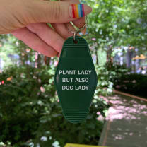 Plant Lady But Also Dog Lady Motel Style Keychain | Green