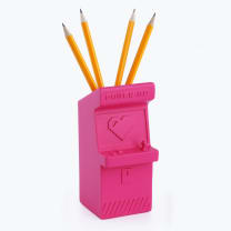 Power Up Retro Arcade Style Pen Pot | Pencil Cup in Hot Pink