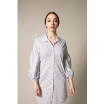 Shirt Dress with Oversized Sleeves in White Floral