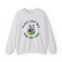 Plant Lady But Also Cat Lady Unisex Heavy Blend™ Crewneck Sweatshirt Sizes SM-5XL | Plus Size Available