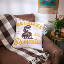 Reckless Romantic Kiss Some Bite Many Rattlesnake Throw Pillow | Western Themed Cushion |  16" x 16"