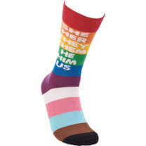 She Her They Them He Him Us Pronoun Socks | Pride LGBTQ+ Rainbow Pattern Socks