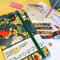 Yellow Strawberry Notebook ✿ Dot Grid A5