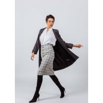 Worsted Flannel Long Trench Coat - Gray