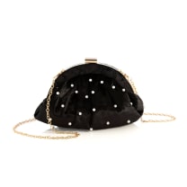 Katie Frame Velvet Cross-Body Clutch Bag | 9" x 3.75" x 5.25"