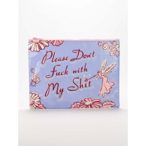 Please Don't Fuck With My Shit Pink Purple Recycled Material Zipper Pouch | BlueQ at GetBullish