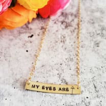 My Eyes Are Up Here Bar Necklace (Gold or Silver)