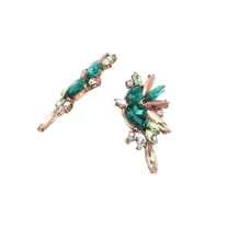 Wings of Emerald Jeweled Cluster Earrings