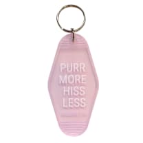 Purr More Hiss Less Motel Style Keychain in Pink Translucent