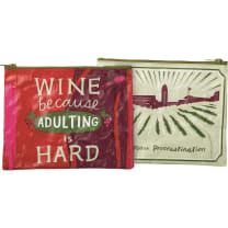 Wine Because Adulting Is Hard Zipper Pouch 9.5" x 7"