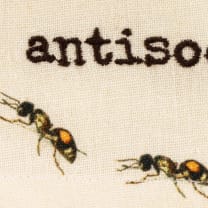 Antisocial Ant Dish Cloth Towel | Cotten Linen Novelty Tea Towel | Embroidered Text | 18" x 28"